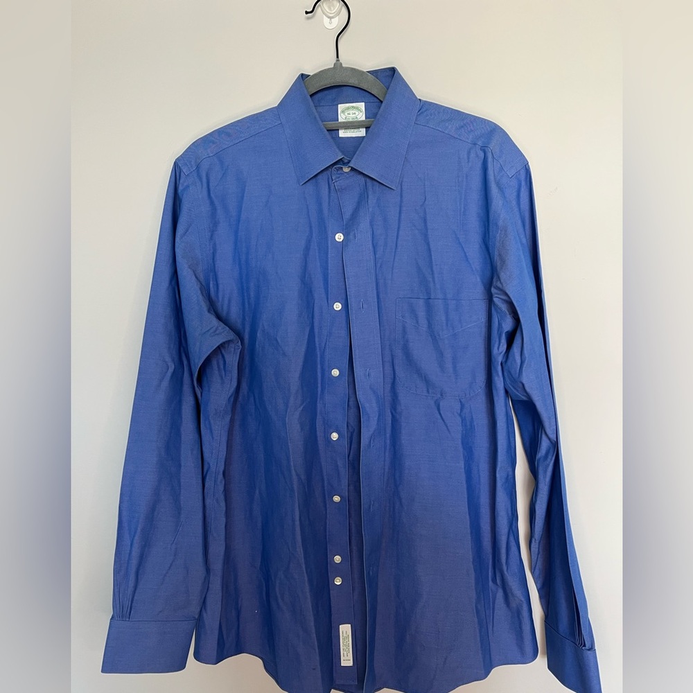 Brooks Brothers Men’s 16-34 Traditional Dress Shirt L/S Button Up Blue Non Iron